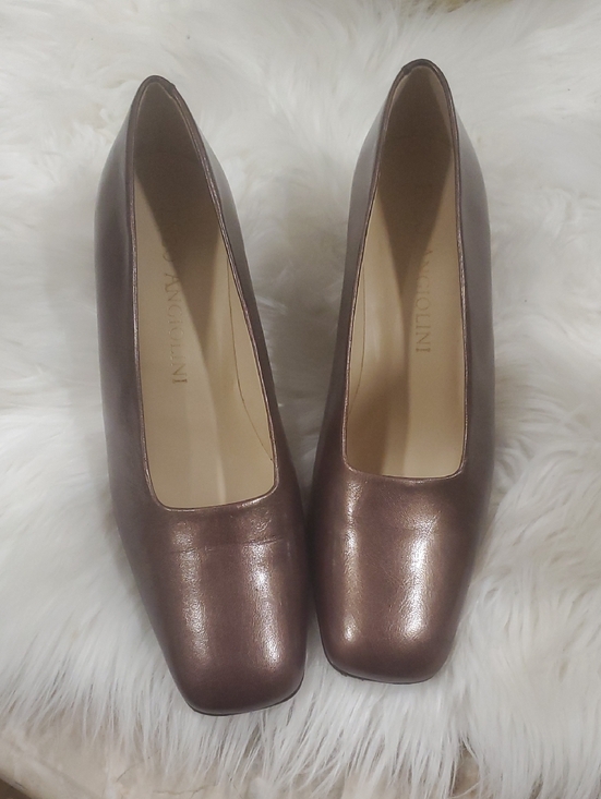 Enzo Angiolini Shoes - Enzo Angiolini Bronze Metallic Square-Toe Pump Shoes Size 7.5